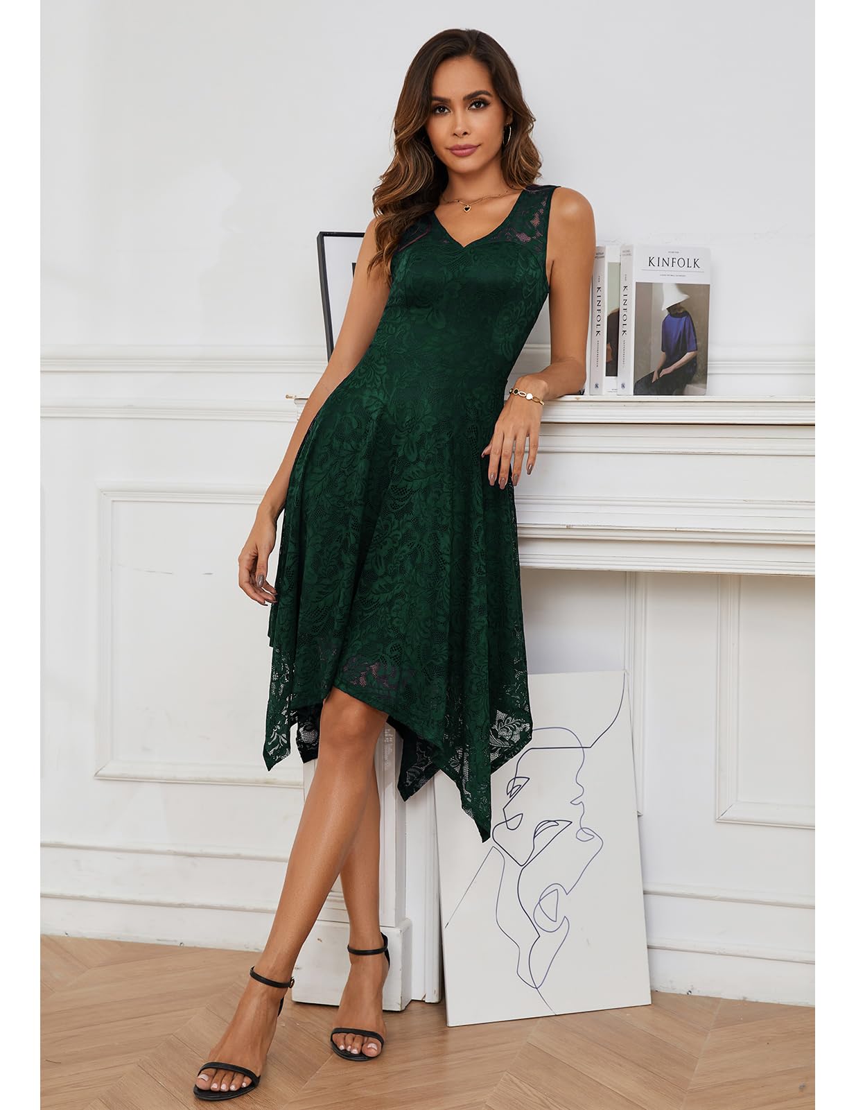 Meetjen Women's Cocktail Party Dresses 2025 - Elegant Handkerchief Hem Lace Formal Gown for Wedding Guest, Bridesmaid & Prom | Perfect for Evening Galas, Anniversary Dinners & Special Occasions