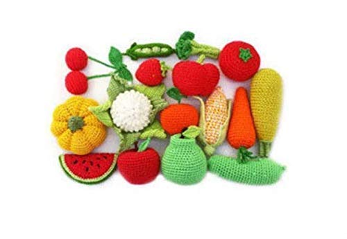 10-Piece Realistic Crochet Vegetable & Fruit Decor Set - Handmade Artificial Decorative Food Toys for Kids | Perfect for Christmas Gifts, Halloween Decorations, Fall Pumpkin Tray & Coffee Table Displays