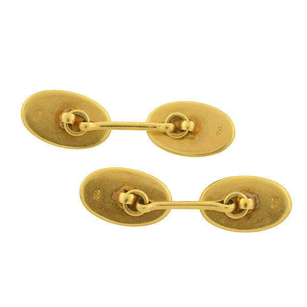 Elegant Edwardian 18kt Gold & Platinum Mixed Metals Sapphire Cufflinks for Men - Perfect for Weddings, Formal Events & Business Attire