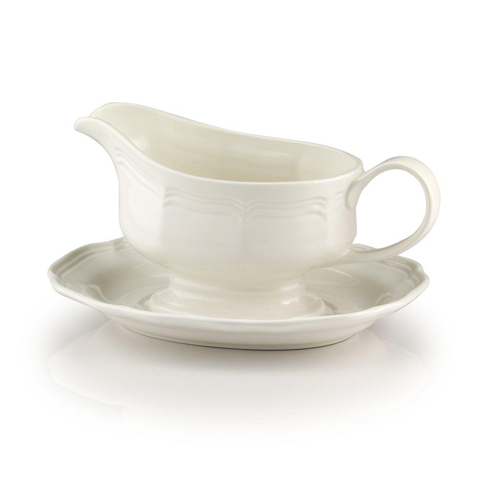 French Countryside® Porcelain Gravy Boat with Handle - Elegant Sauce Server for Thanksgiving, Christmas & Holiday Dinners - Perfect for Gravy, Syrup & Dressings