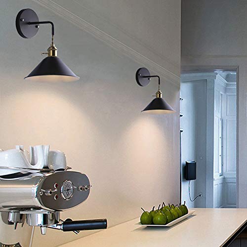 1-Pack 100 Lumens Multi-Function LED Remote Control Battery Operated Cordless Wall Sconce - Black Metal Shade, Dimmable, Easy Installation (Battery Not Included) - Perfect for Aisle, Loft, Bedroom & Wall Decor Lighting