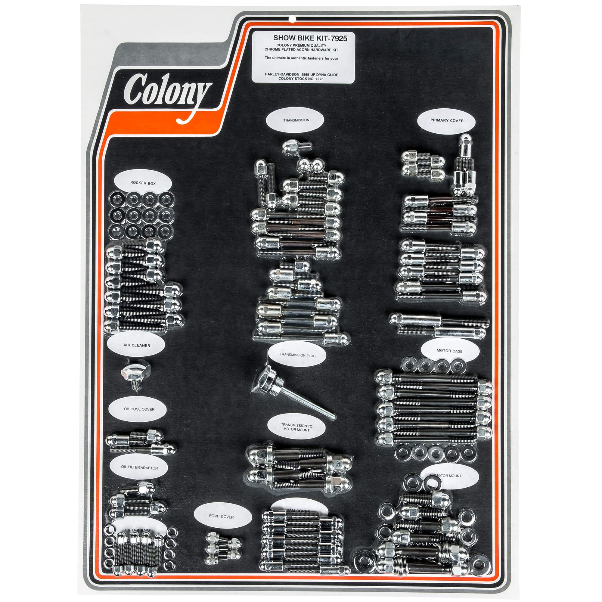 Complete Show Bike Kit Acorn Hardware for Harley Davidson 1999-2005 Twin Cam Dyna - Chrome Plated Motorcycle Accessories for Custom Bike Builds & Upgrades