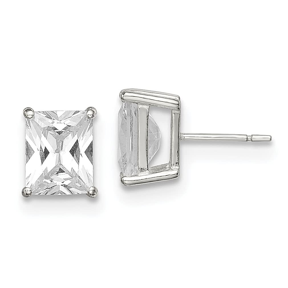 925 Sterling Silver 10x8mm Basket Set Cubic Zirconia CZ Stud Earrings for Women - Hypoallergenic Fine Jewelry Gift for Her - Perfect for Weddings, Parties & Everyday Wear