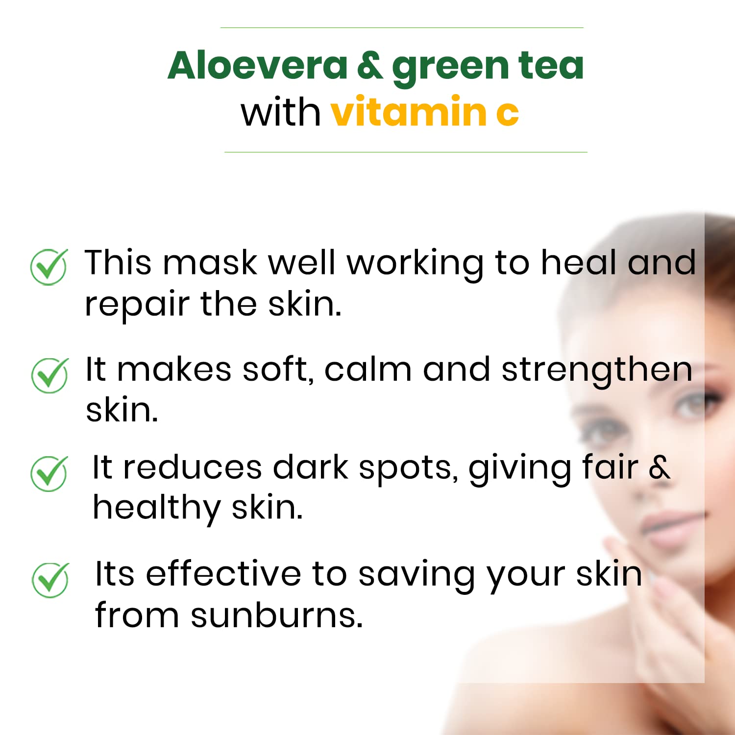 Saffron Naturals Aloe Vera & Green Tea Face Sheet Mask with Vitamin C for Glowing Skin - Set of 3 (25g Each) | Hydrating & Brightening Facial Treatment for Daily Skincare Routine
