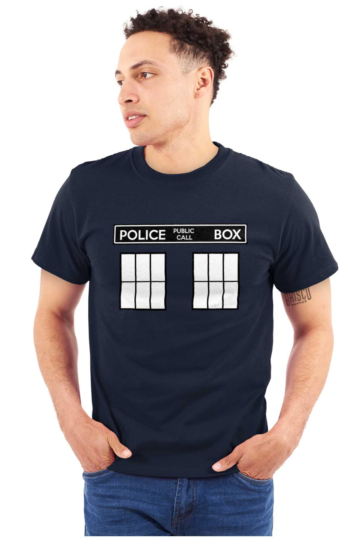 Police Box Doctor Who Cybermen Time Travel Graphic T-Shirt for Men & Women - Sci-Fi Fan Gift & Cosplay Costume