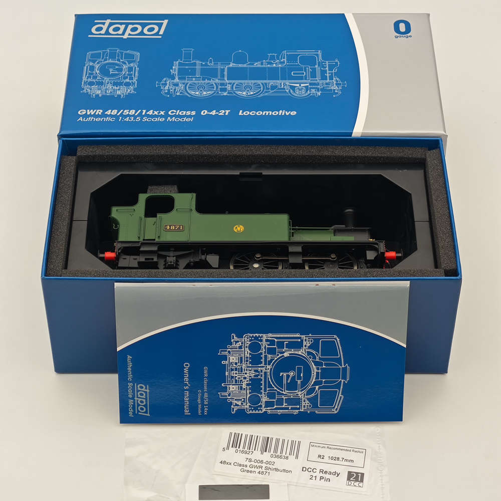 Dapol 7S-006-002 O Gauge 48xx Class GWR Shirtbutton Green 4871 21DCC Model Train Locomotive - Perfect for Railway Enthusiasts & Collectors