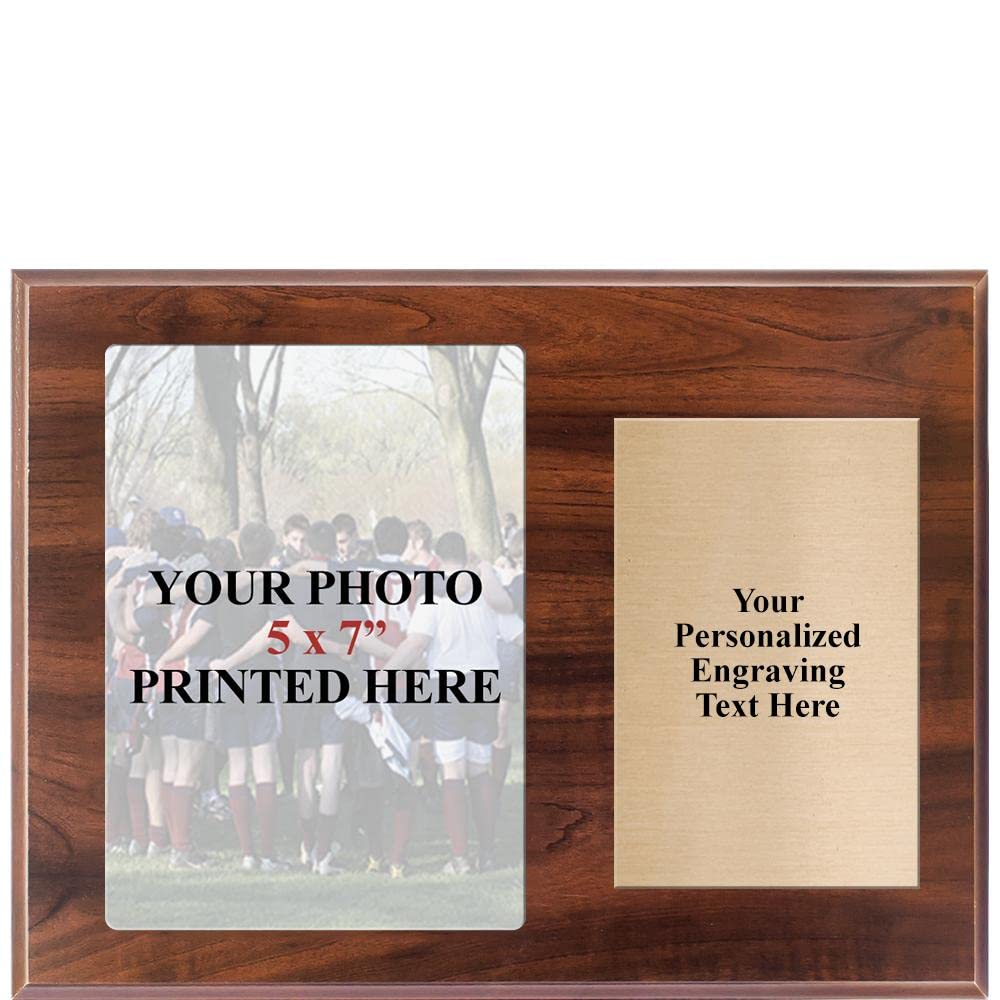 Custom 12x9 Wood Photo Metal Plaque - Personalized 5x7 Art Engraved Gift for Home & Office Decor