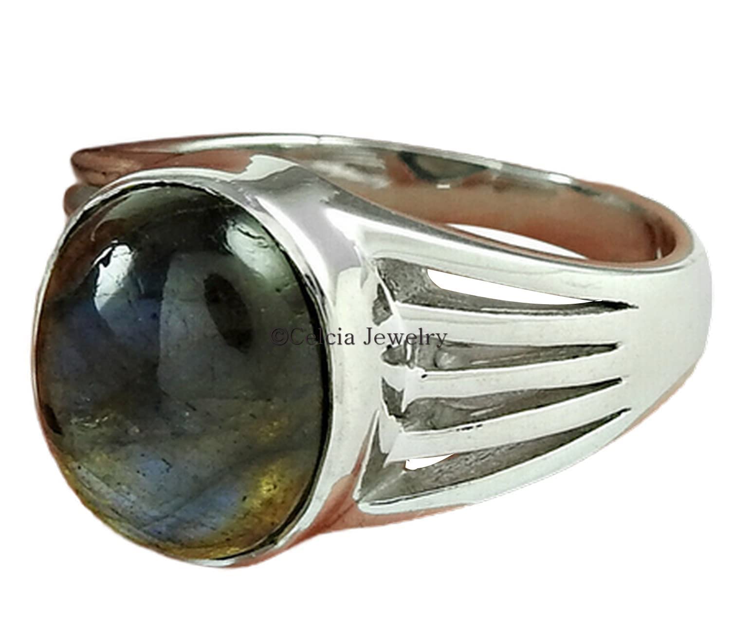 Natural Labradorite Gemstone Ring - 925 Sterling Silver Vintage Jewelry for Women | Elegant Birthday, Anniversary & Proposal Gift | Perfect for Weddings, Parties & Special Occasions (Size 7)