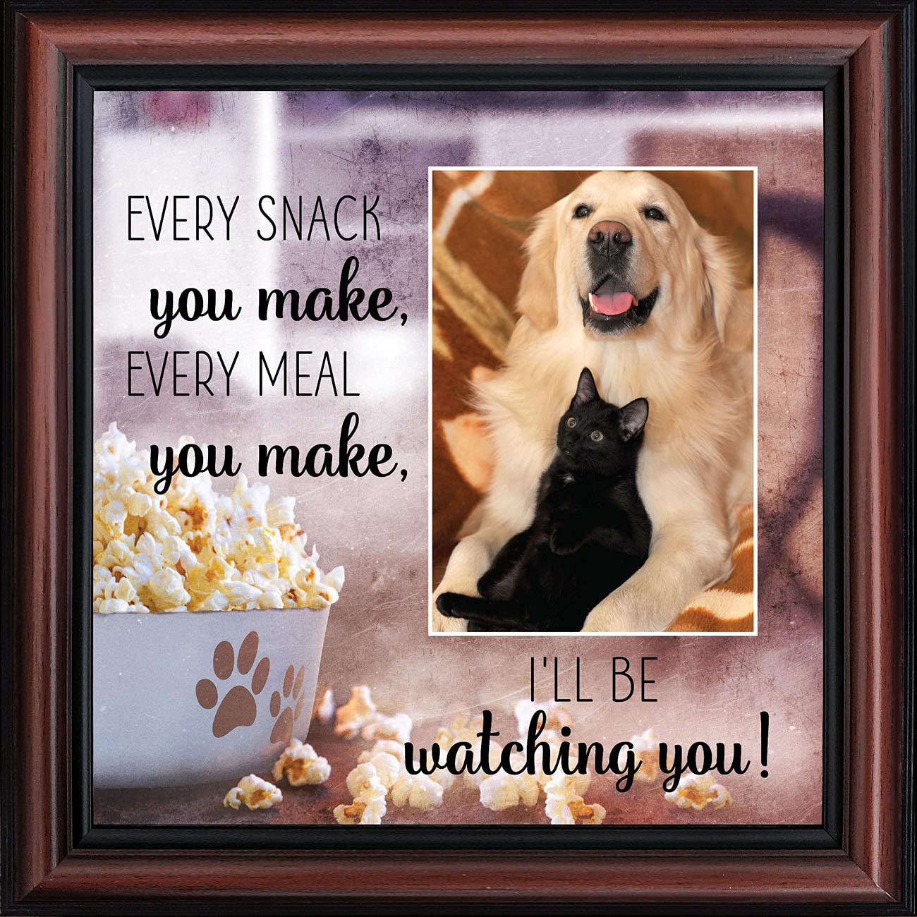 Crossroads Home Décor Dog Picture Frame with Snacks Design - Paw Print Wall Art for Pet Lovers - Perfect for Living Room, Bedroom, or Office Decor (6437W)