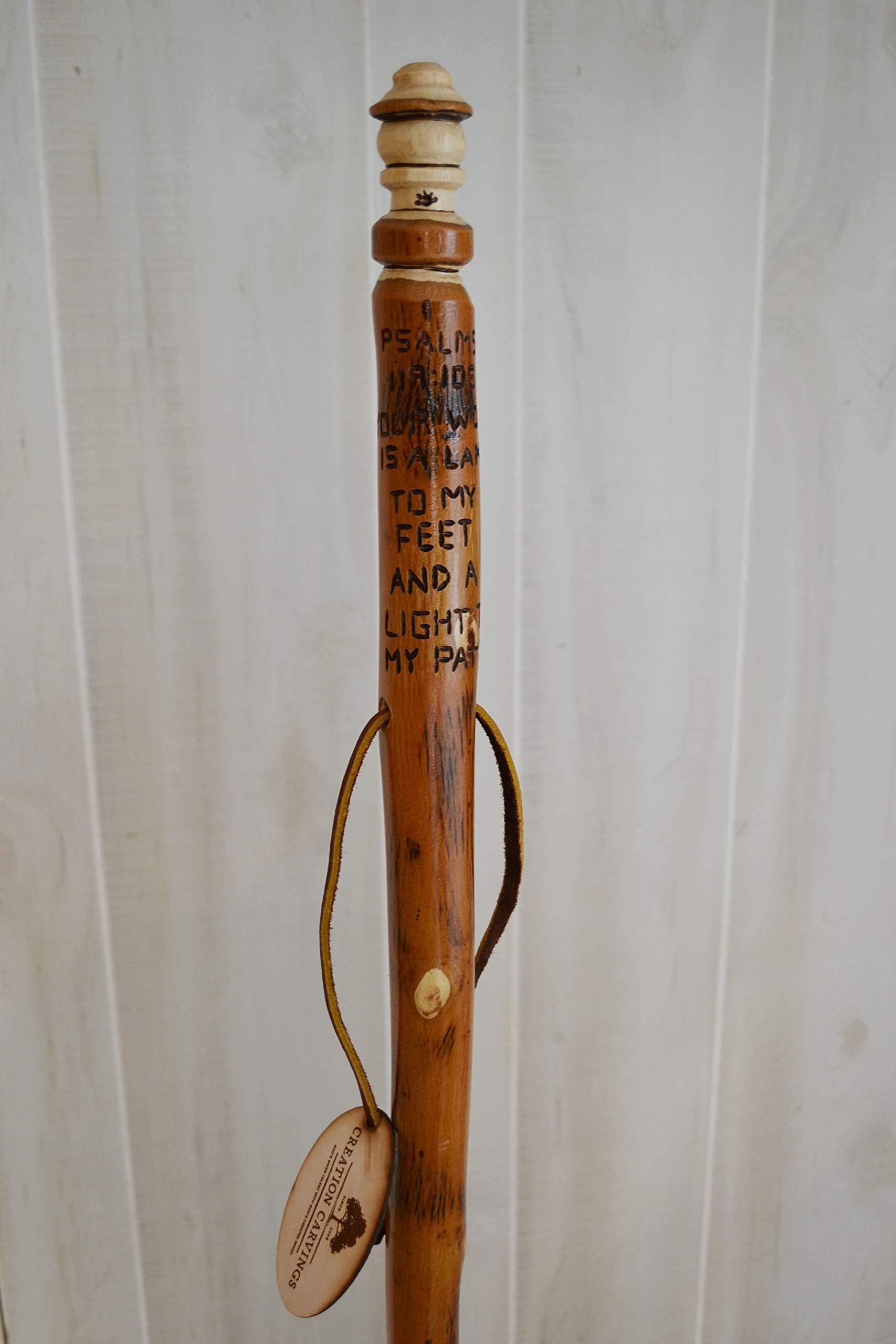 Christian Walking Stick with Bible Verse & Lantern - Psalm 119:105 Engraved - Religious Hiking Staff for Outdoor Worship & Pilgrimage - Perfect for Church Retreats, Nature Walks & Spiritual Journeys