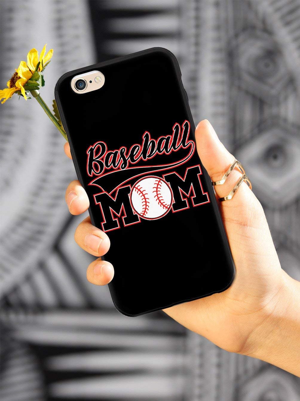 **Inspired Cases for iPhone 8 - 3D Textured Protective Phone Cover - Shockproof & Anti-Slip Design - Perfect for Baseball Moms & Active Lifestyles - Black**    *(Ideal for daily use, sports, travel, and outdoor activities - Durable protection for your Apple iPhone 8.)*