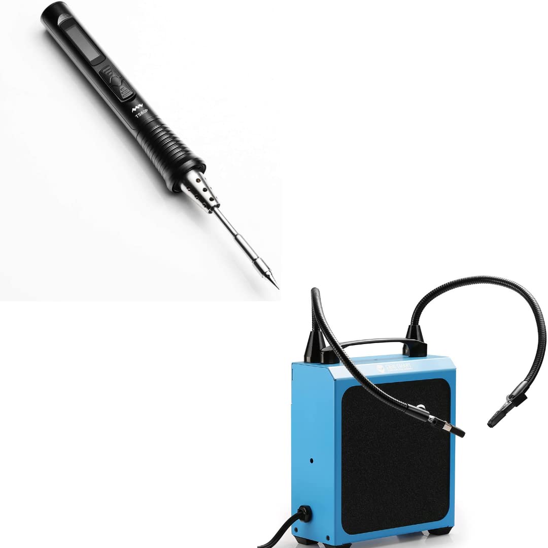 SainSmart TS80P Upgraded Portable Soldering Iron Kit with Fume Extractor & Magnetic Hands - DIY Electronics Repair, Jewelry Making, PCB Soldering Tool for Hobbyists and Professionals