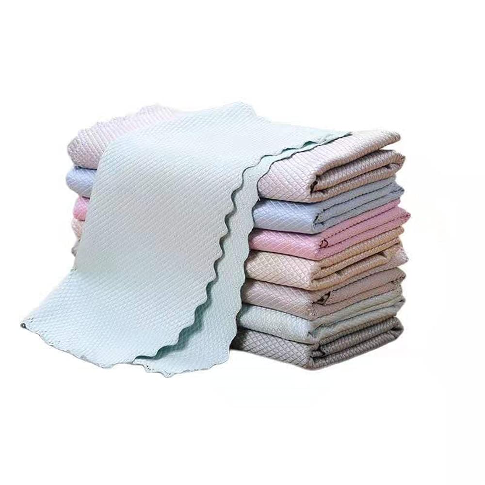 NuoYa 5-Piece Premium Microfiber Fish Scale Cleaning Cloths - Super Absorbent, Anti-Grease Dish Towels for Kitchen, Home & Dishwashing (25x25cm) | Ideal for Scrubbing Pans, Wiping Counters & Cleaning Stubborn Stains