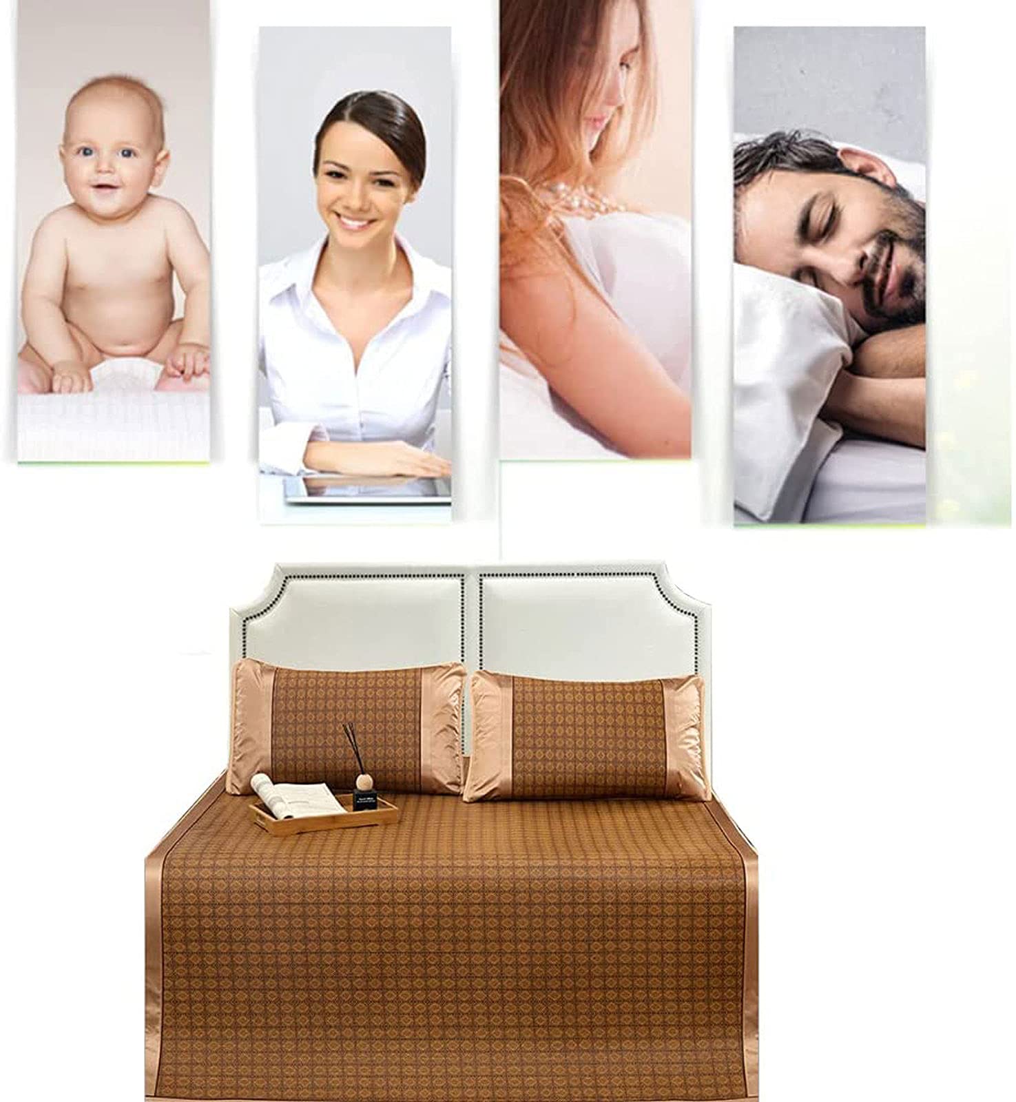 Breathable Rattan Cooling Mattress Pad - Foldable Ventilated Summer Sleeping Mat for Home, School & Dormitory - 90x190cm (35x75inch) - Perfect for Hot Weather & Outdoor Camping