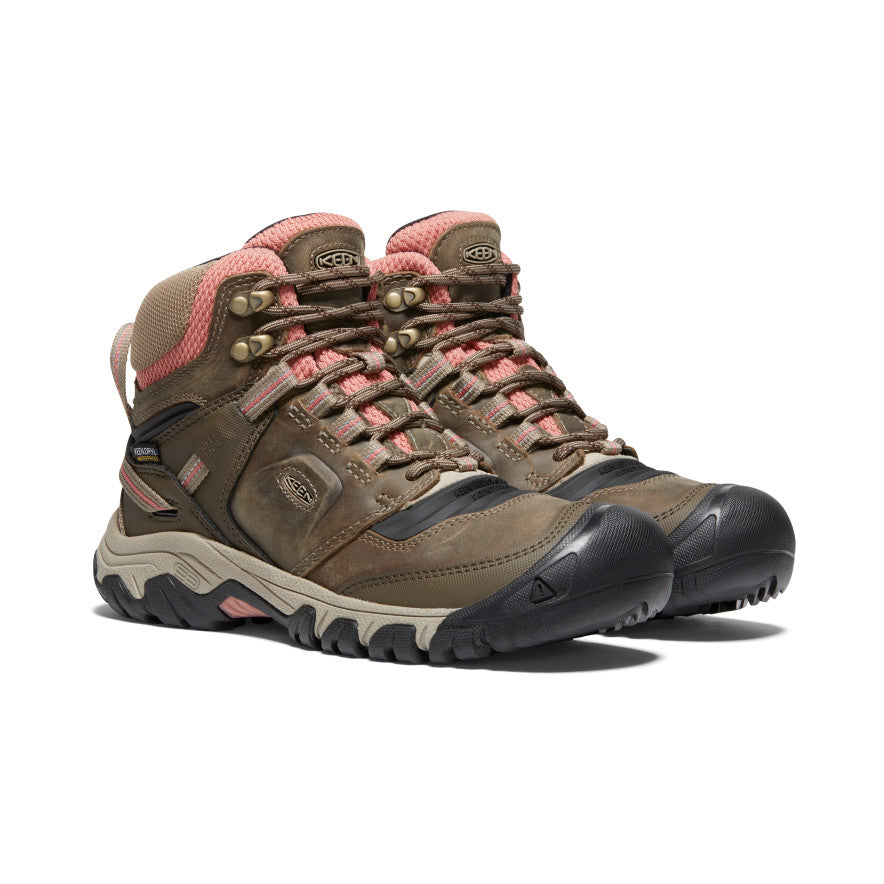 Waterproof Women's Hiking Boots - Ridge Flex Outdoor Boots for Women | Timberwolf/Brick Dust | Perfect for Hiking, Camping & Winter Adventures