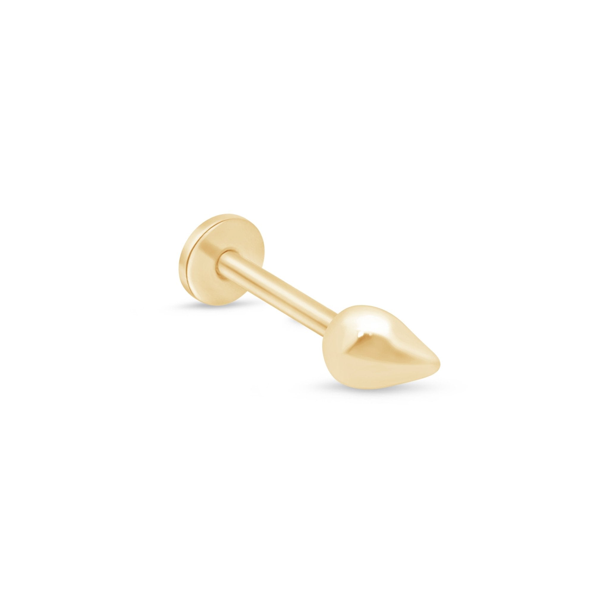 14K Solid Yellow Gold Teardrop Threaded Stud Earrings - Flat Back Post for Comfort - Perfect for Everyday Wear & Special Occasions