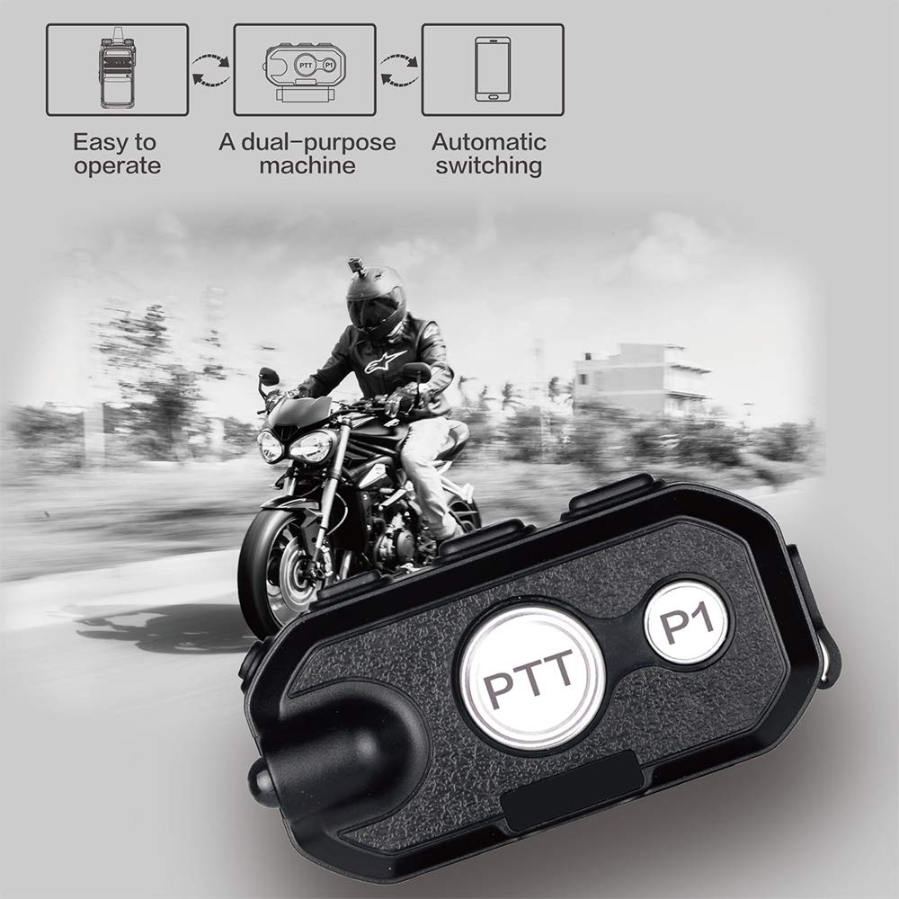 ANYSECU HB880 Hands-Free Bluetooth PTT Headset - Motorcycle Helmet Communication System for UV-5R, TH-UV8000D, UV-82, UV-5RE Two Way Radios - Perfect for Riding, Construction & Outdoor Adventures