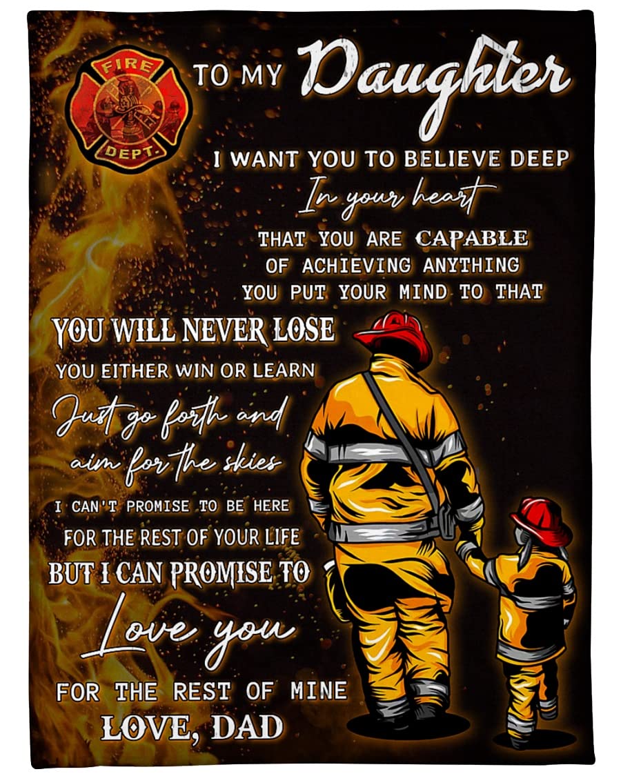 Personalized Firefighter Fleece Blanket for Daughter - Custom Name 