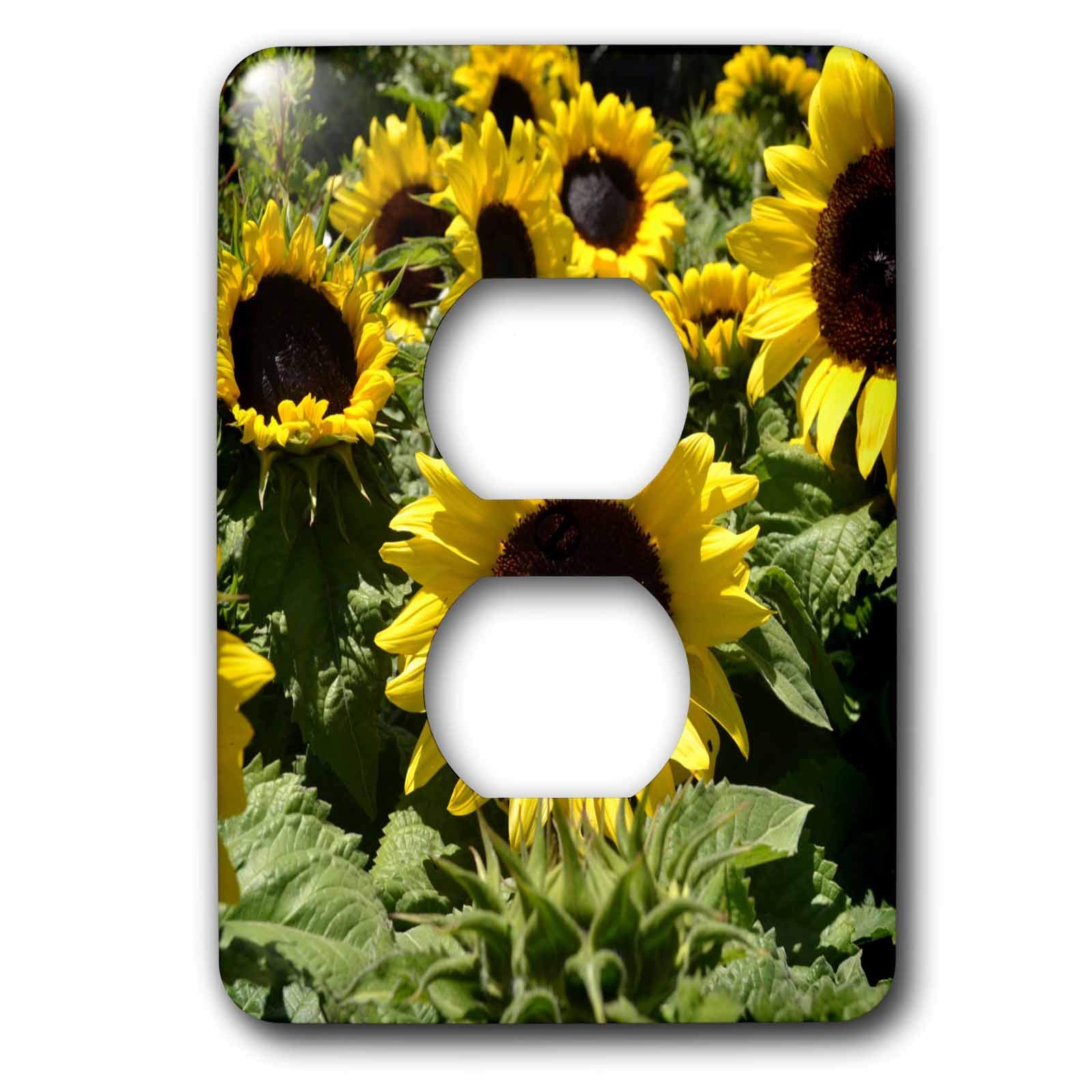 3D Rose Sunflowers 2-Plug Outlet Cover - Decorative Wall Plate for Home, Kitchen, Bedroom - Perfect for Farmhouse, Cottage & Vintage Decor