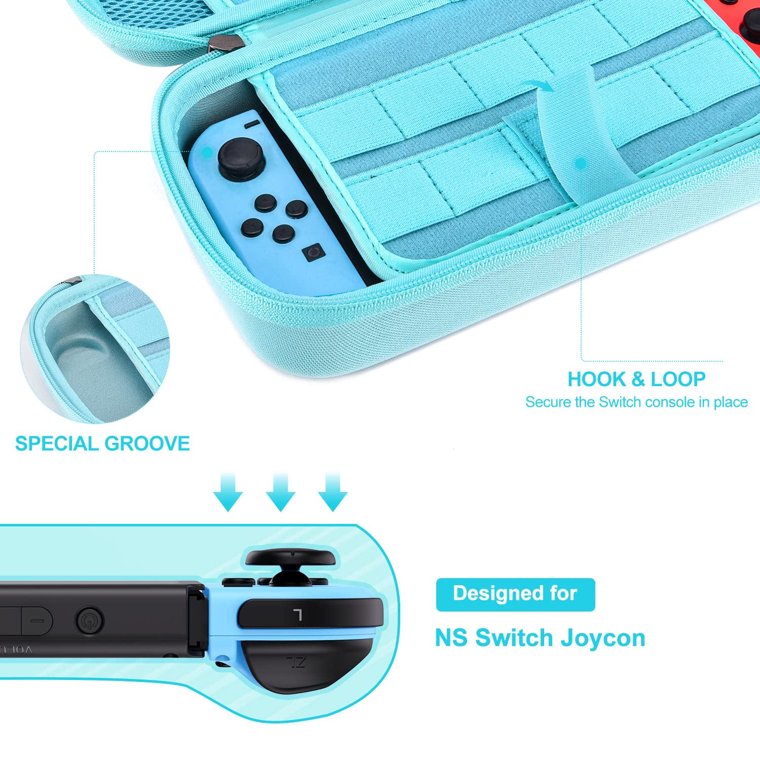 InnoAura 18-in-1 Nintendo Switch Accessories Kit - Protective Case, Game Storage, Screen Protector, Stand & Joy-Con Caps (Blue) | Perfect for Travel, Gaming Parties & Switch OLED Protection