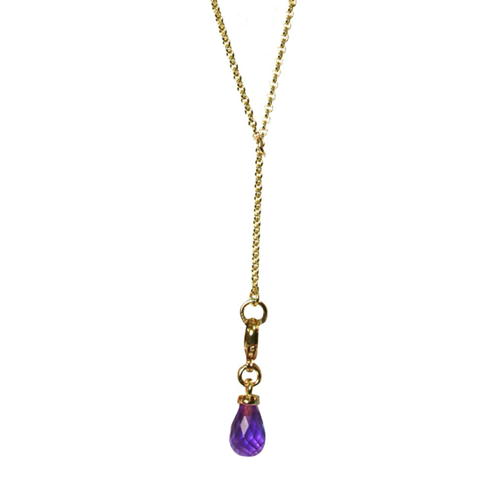 Exquisite Yellow Gold & Amethyst Lariat Necklace - Elegant Jewelry Gift for Women, Mothers, Wives, Girlfriends | Perfect for Anniversaries, Birthdays & Special Occasions