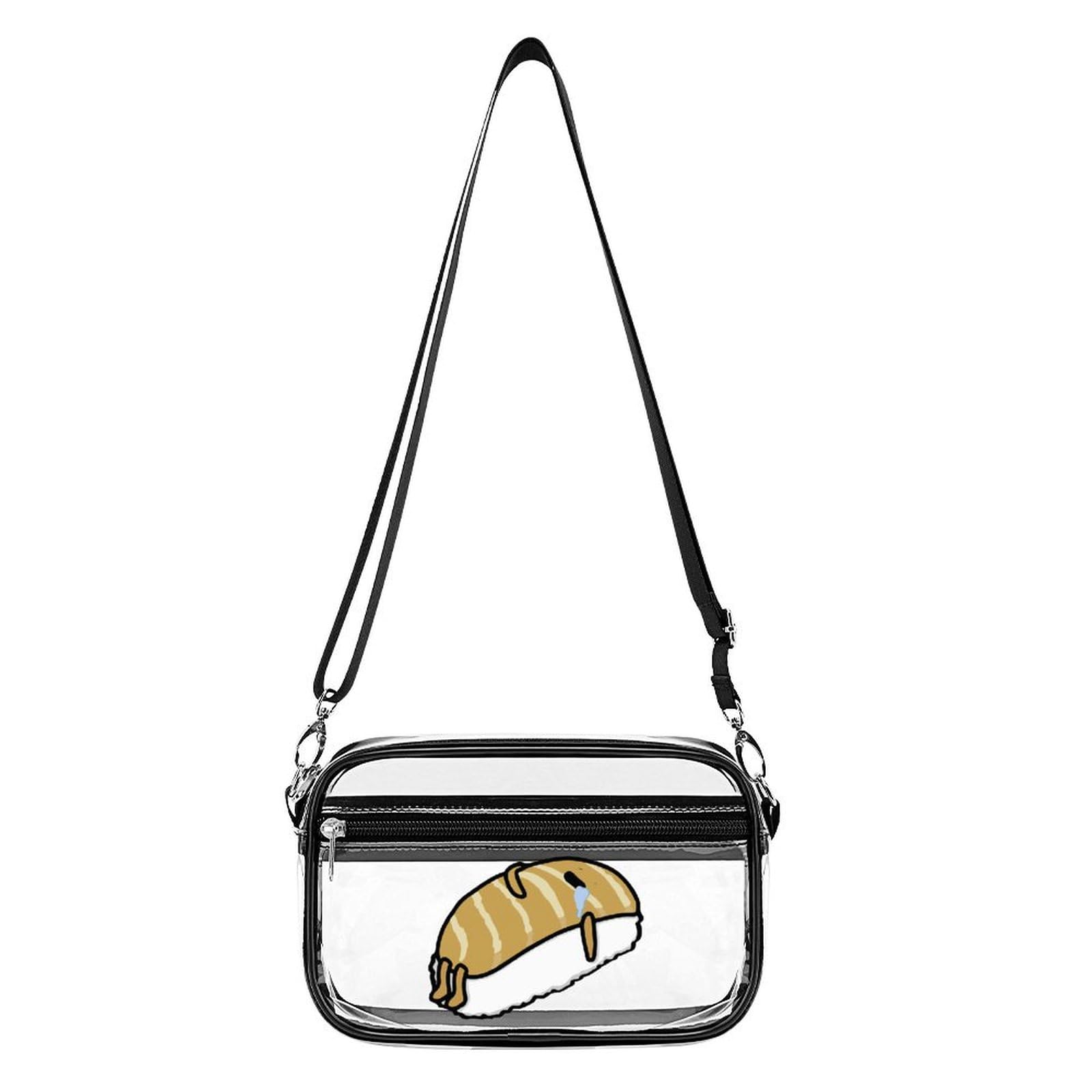 Stylish Clear Crossbody Bag for Concerts, Sports Events & Festivals - Cute Fish Sushi Design, Stadium Approved Shoulder Purse for Women, Perfect for Music Festivals, Travel & Outdoor Activities