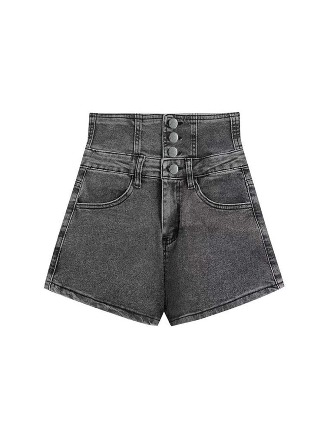 Women's High Waist Denim Shorts - Korean Style Button Hip Slim Bandage Short Jeans for Summer | Perfect for Casual Outfits, Beach Vacations & Street Fashion