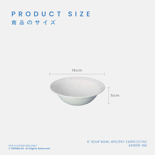 6-Piece Soup Bowl Set - Durable Porcelain Bowls for Soup, Cereal, Salad - 36 Sets per Carton (AS1606 6M) - Perfect for Restaurants, Catering & Home Dining