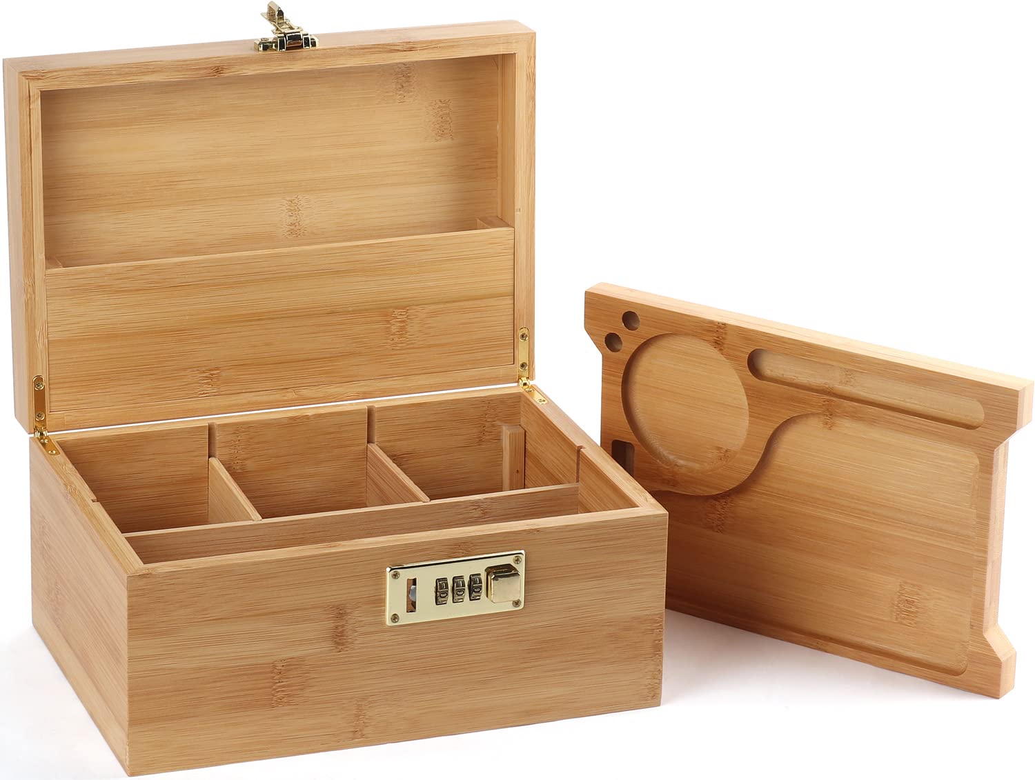 OZCHIN Large Bamboo Storage Box with Combination Lock - Decorative Home Organizer for Jewelry, Documents & Keepsakes - Natural Bamboo Wooden Box for Bedroom, Office & Living Room Storage
