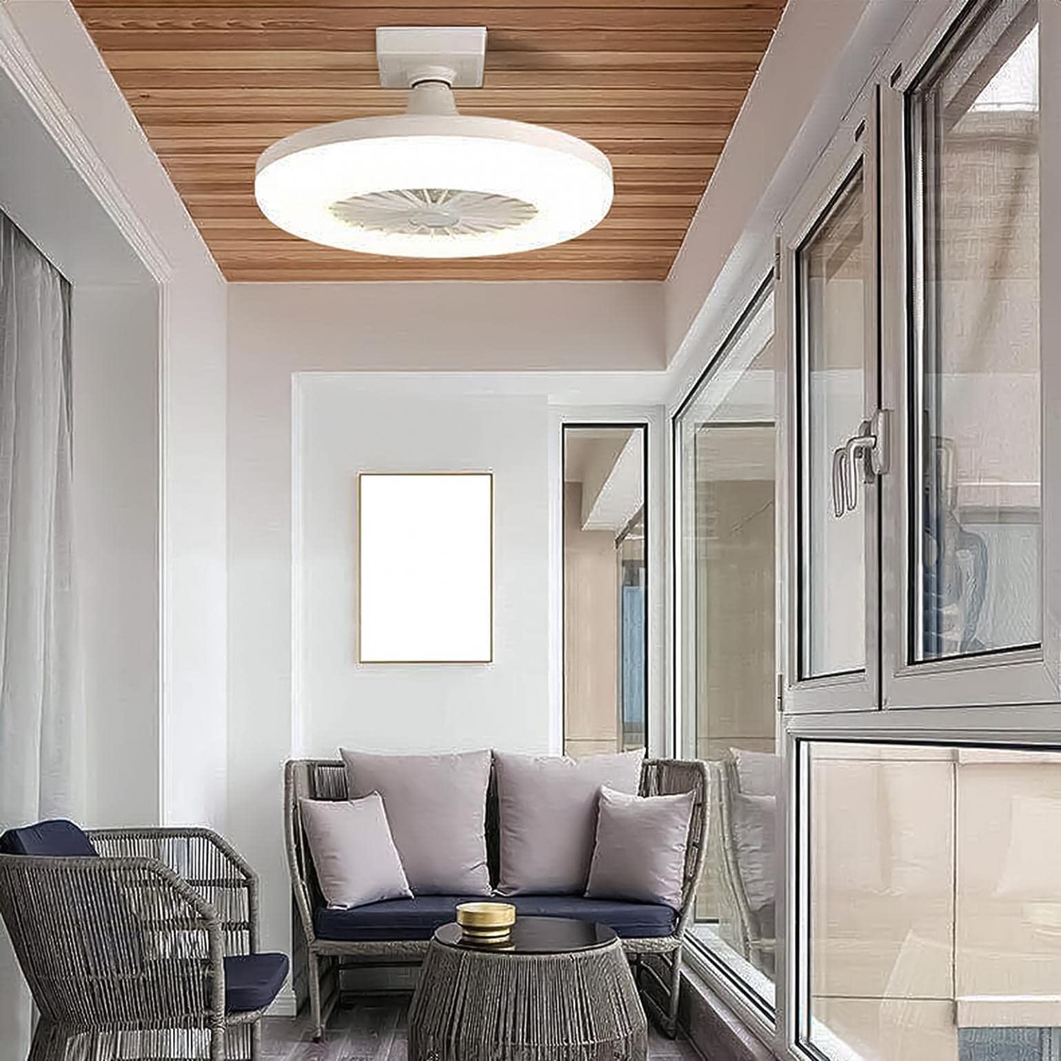 Modern Low Profile Ceiling Fan with LED Light Kit - Dimmable Flush Mount Fan with E27 Lamp Holder for Bedroom, Bathroom & Indoor Use | Energy Efficient Home Cooling Solution
