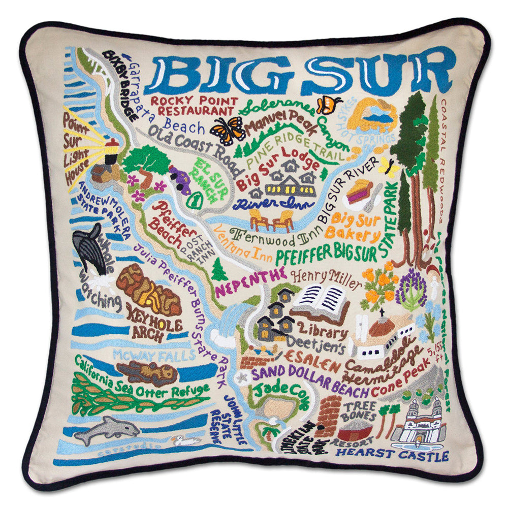 Big Sur Hand Embroidered Boho Throw Pillow Cover - 18x18 Inch Decorative Cushion for Sofa, Bed, Living Room - Bohemian Home Decor Accent for Cozy Farmhouse Style