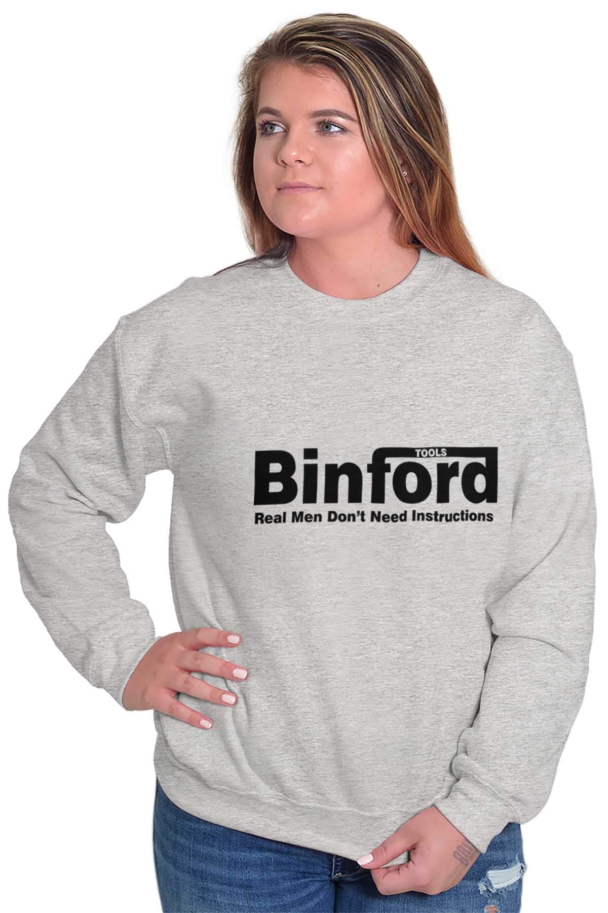 Brisco Brands Binford Tools Real Men No Instruction Sweatshirt - Unisex Pullover Hoodie for Men & Women | Perfect for DIY Projects, Workwear & Casual Outfits
