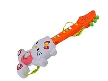JNiL Mini Musical Guitar Toy for Kids - Interactive Learning Instrument with Sound Effects & 3D LED Lights - Perfect Birthday Gift for Boys & Girls (Orange) - Great for Pretend Play, Music Education & Early Childhood Development