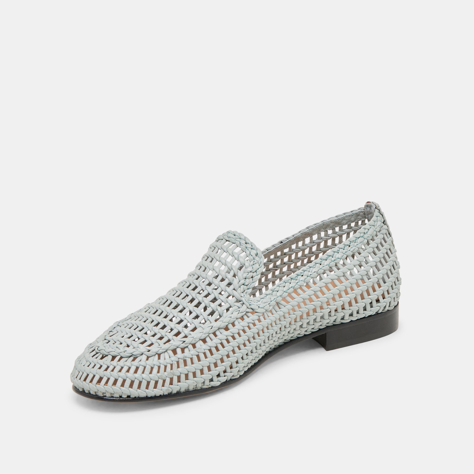 ARMOND FLATS Sky Blue Woven Leather Shoes - Women's Comfortable Casual Loafers for Work, Office & Everyday Wear