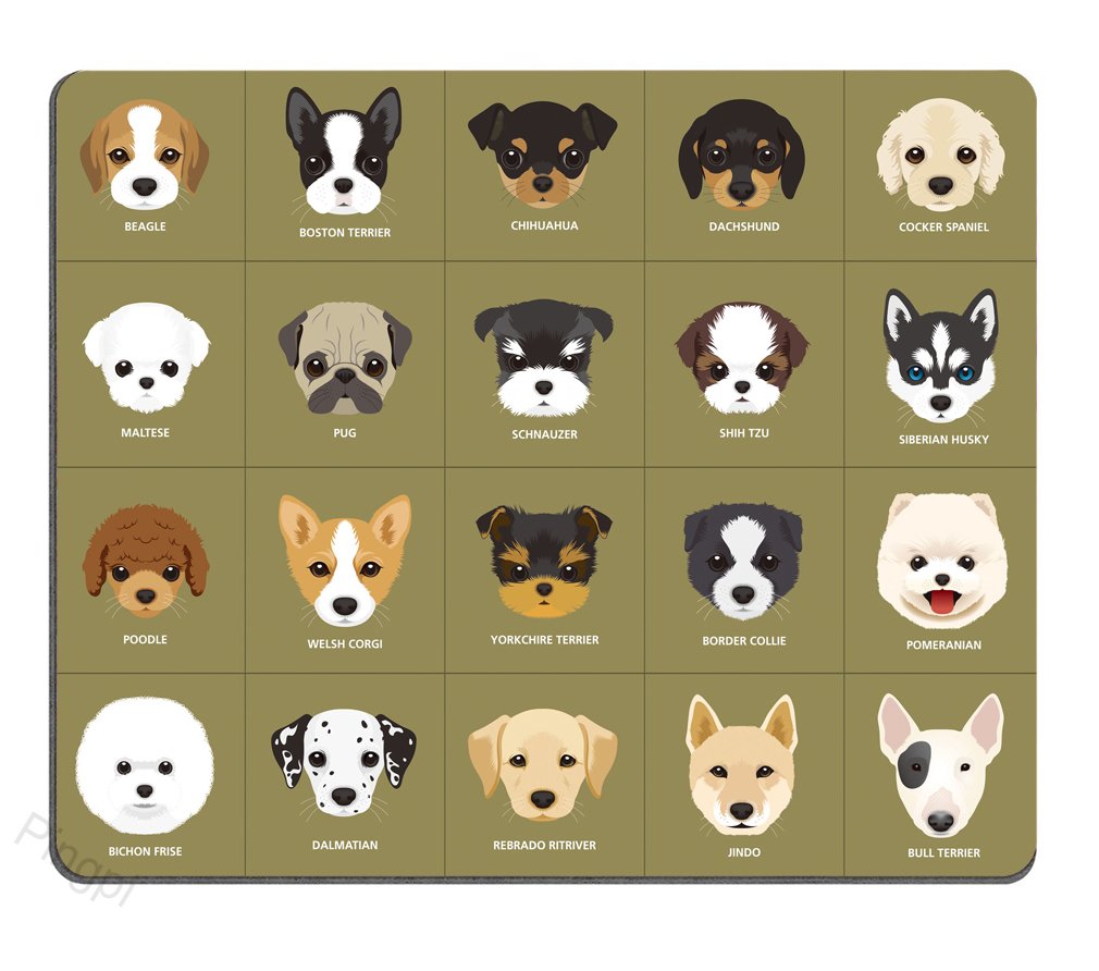 20 Cartoon Puppy Dogs Mouse Pad - Non-Slip Rubber Backing Gaming Mousepad for PC, Laptop, Office & Home Use