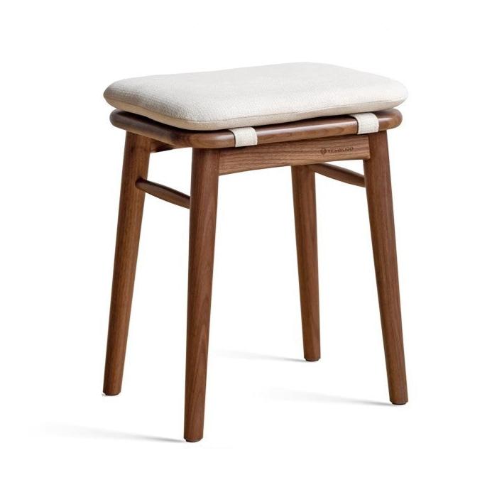 Premium Black Walnut, Cherry & Oak Solid Wood Modern Vanity Stool - Luxury Makeup Seat for Dressing Table, Bedroom & Bathroom