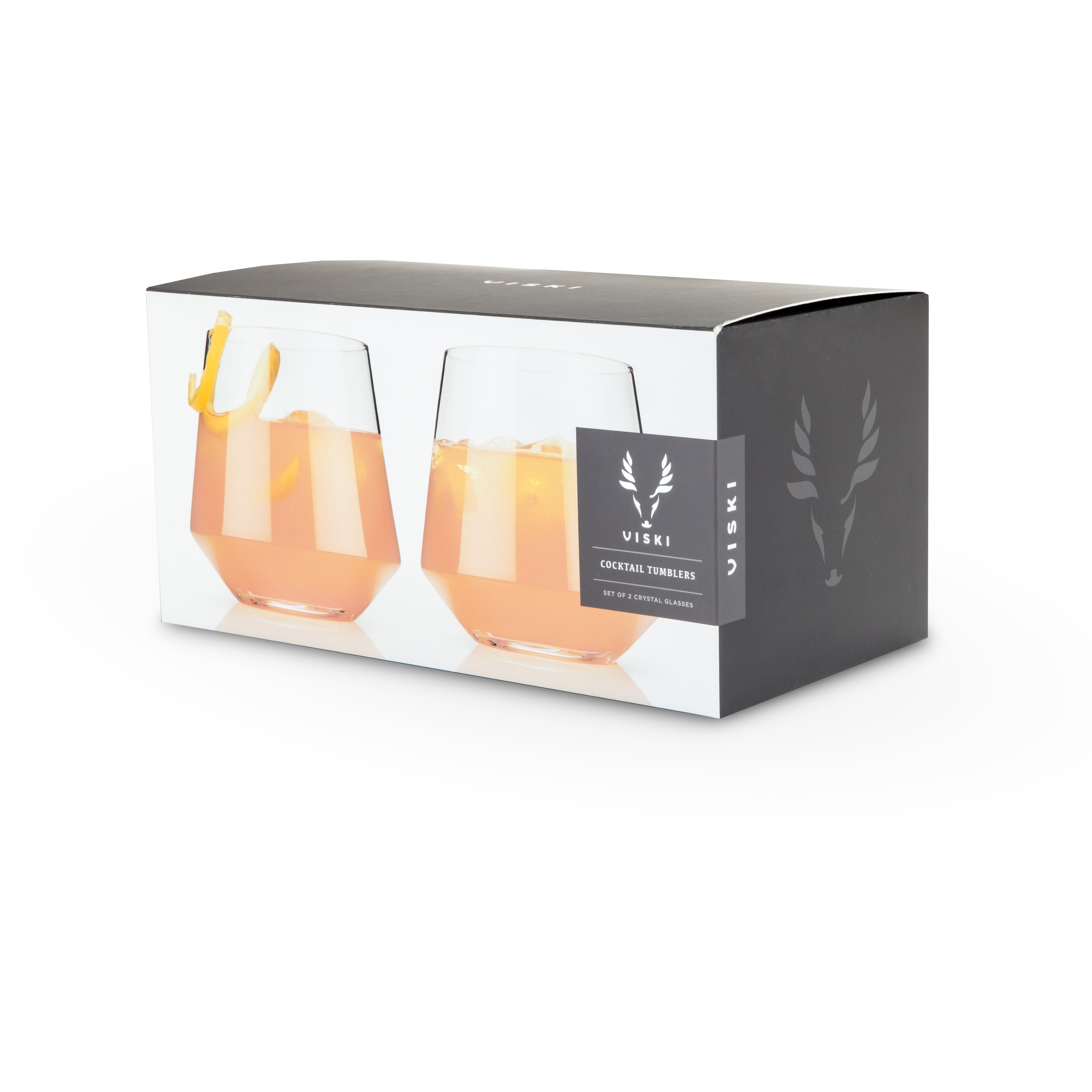 Raye Angled Crystal Cocktail Glasses Set of 2 - Elegant Barware for Whiskey, Martini & Cocktail Parties - Perfect for Home Bars, Weddings & Gifts