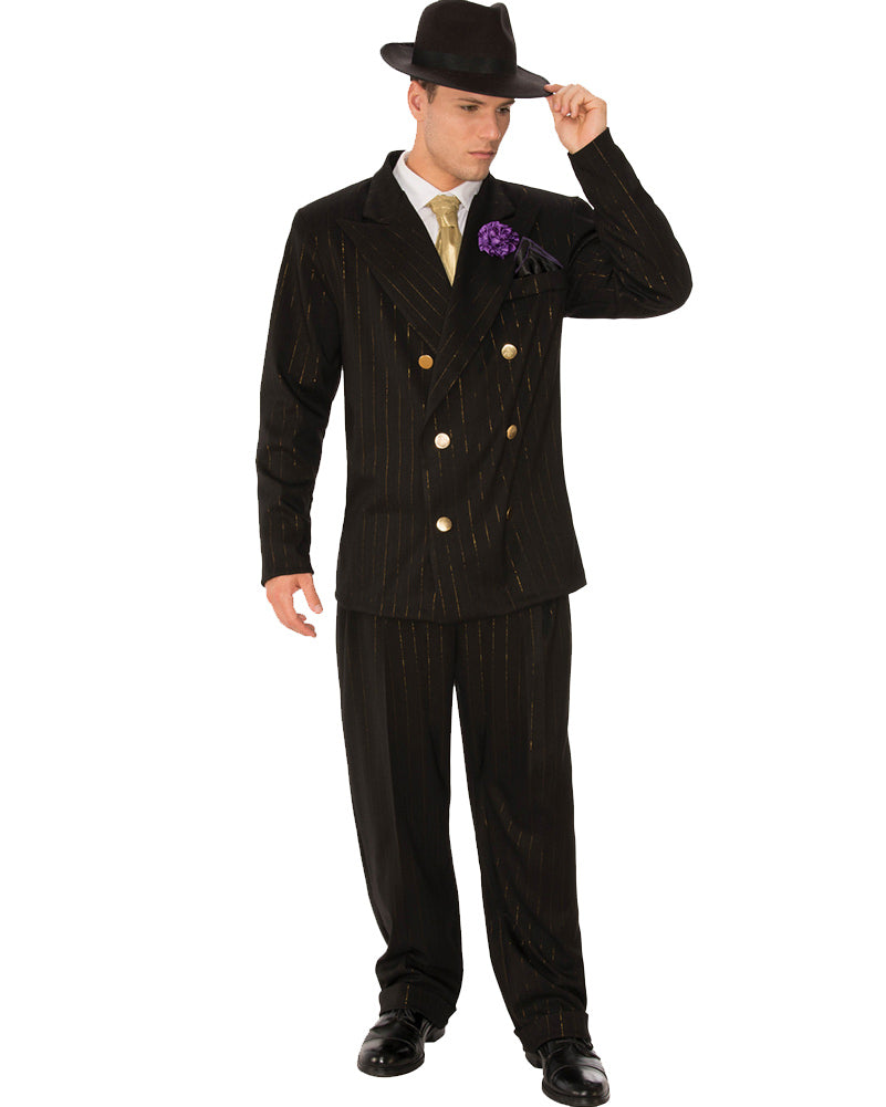 20s Black and Gold Gangster Mens Costume - 1920s Prohibition Era Outfit for Halloween, Themed Parties & Cosplay