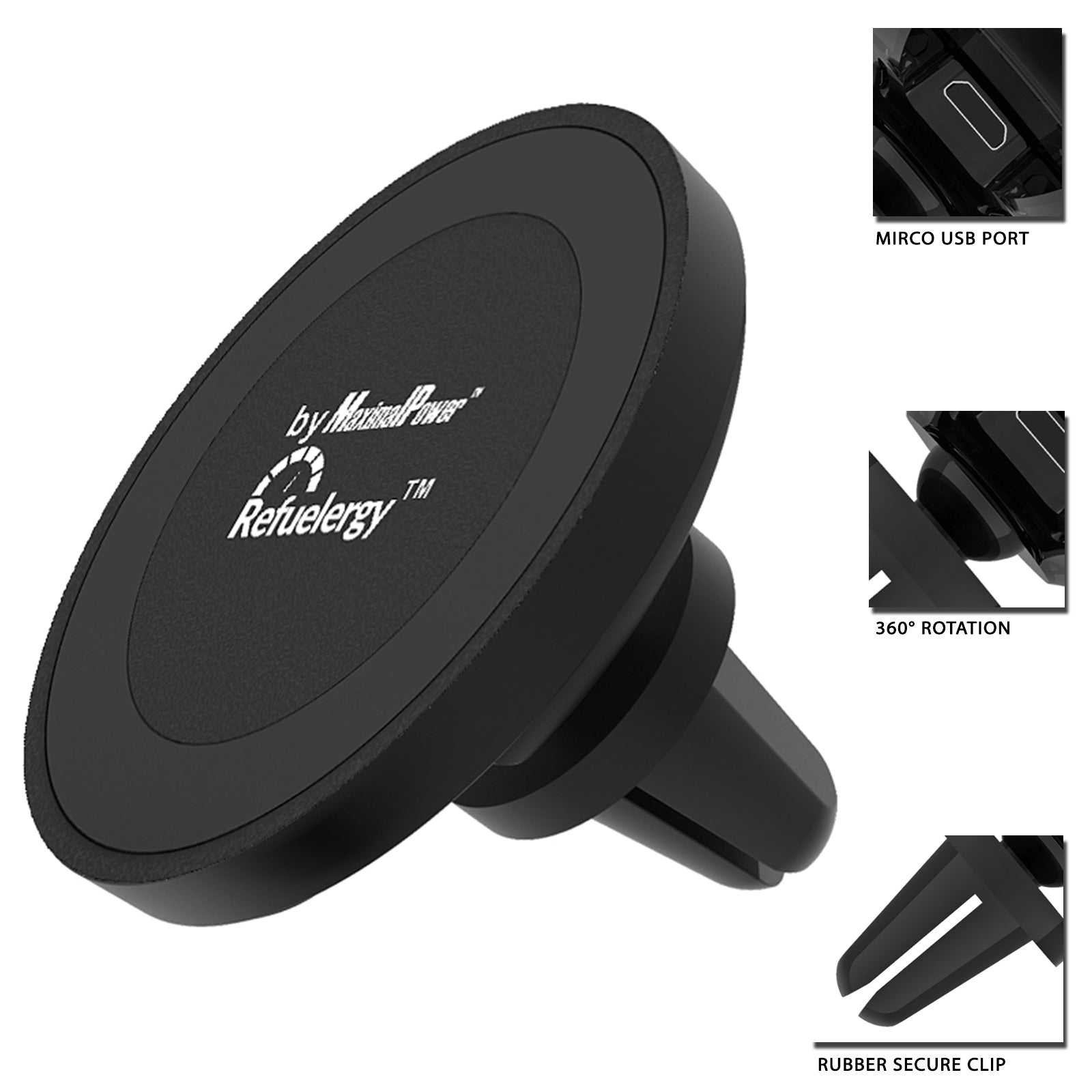 MaximalPower™ Magnetic Wireless Car Charger Mount for iPhone X/8, Samsung Galaxy S8/S8+/Note 8 - Fast Charging Phone Holder for Safe Driving & Hands-Free Navigation