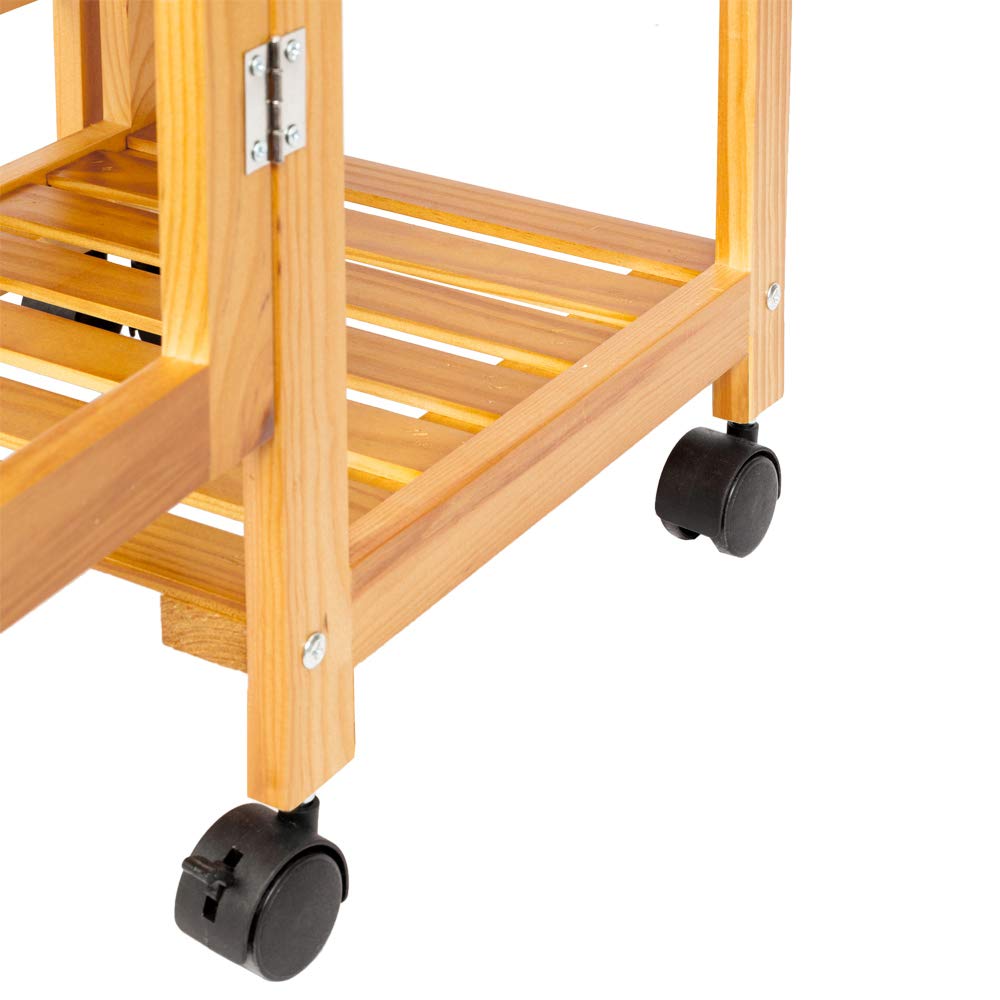**Wooden Kitchen Cart with Wheels - Rolling Kitchen Island with Open Shelf & Storage Drawers/Baskets - Mobile Utility Cart for Dining Room & Kitchen Storage (Brown) - Perfect for Small Spaces, Meal Prep & Extra Counter Space**