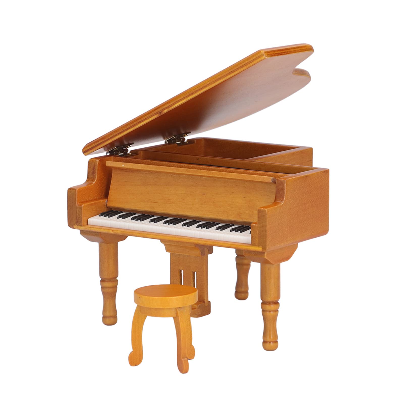 Simulation Piano Music Box - Elegant Wooden Hand-Crank Music Box with Classic Design, Perfect Gift for Kids & Friends (Wood Color) | Ideal for Birthday Presents, Home Decor & Musical Relaxation