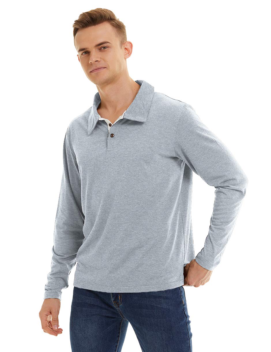YuKaiChen Men's Long Sleeve Polo Shirt - Breathable Golf Shirt with Moisture Wicking - Perfect for Golf, Business Casual & Outdoor Activities