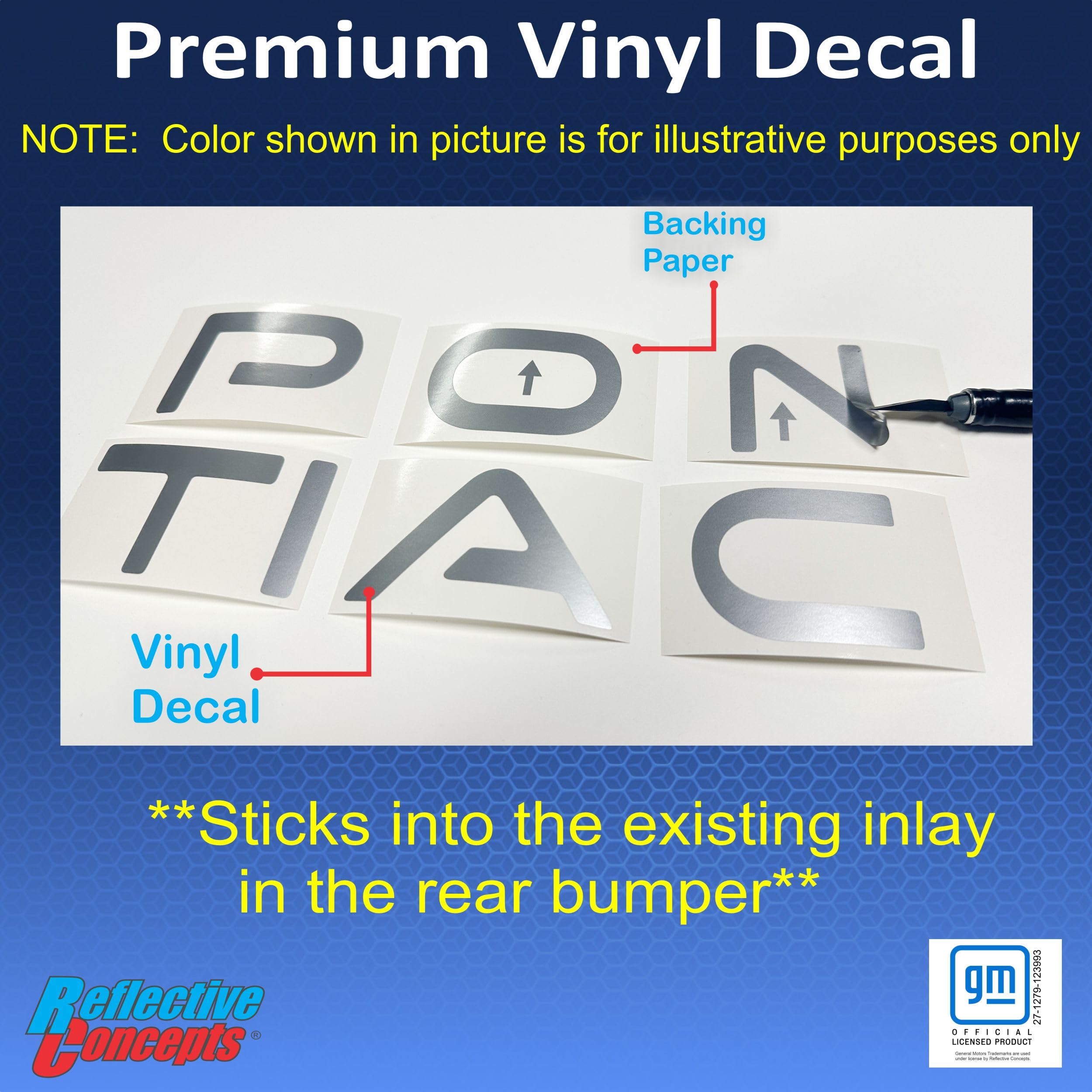1997-2003 Pontiac Grand Prix Rear Lettering Decal Kit - Gloss White Bumper Inserts | Easy DIY Installation for Car Customization & Restoration Projects