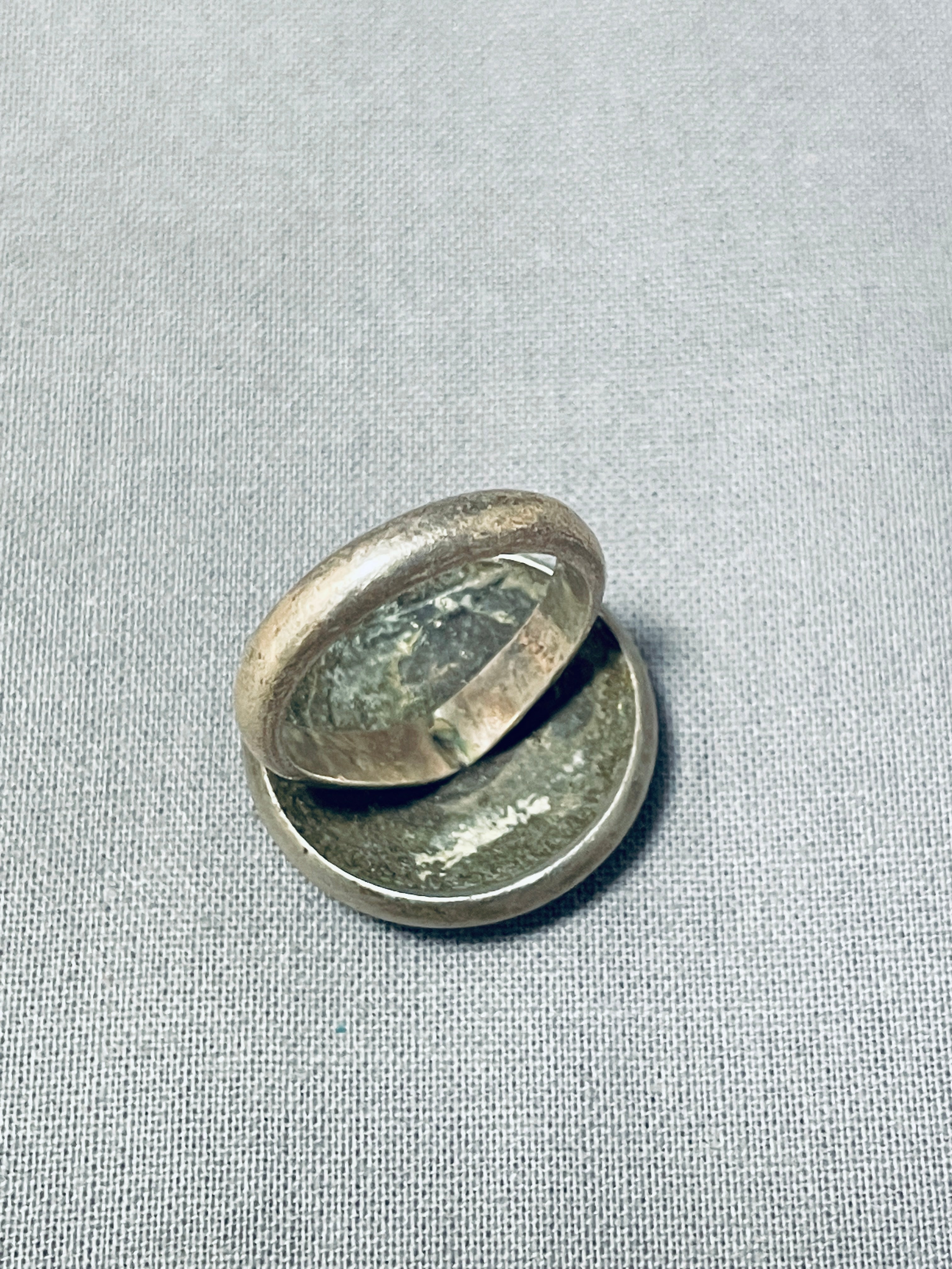 Vintage 1937 Native American Navajo Sterling Silver Coin Ring - Authentic Old West Jewelry for Men & Women, Perfect for Western Fashion, Boho Style & Gift Giving