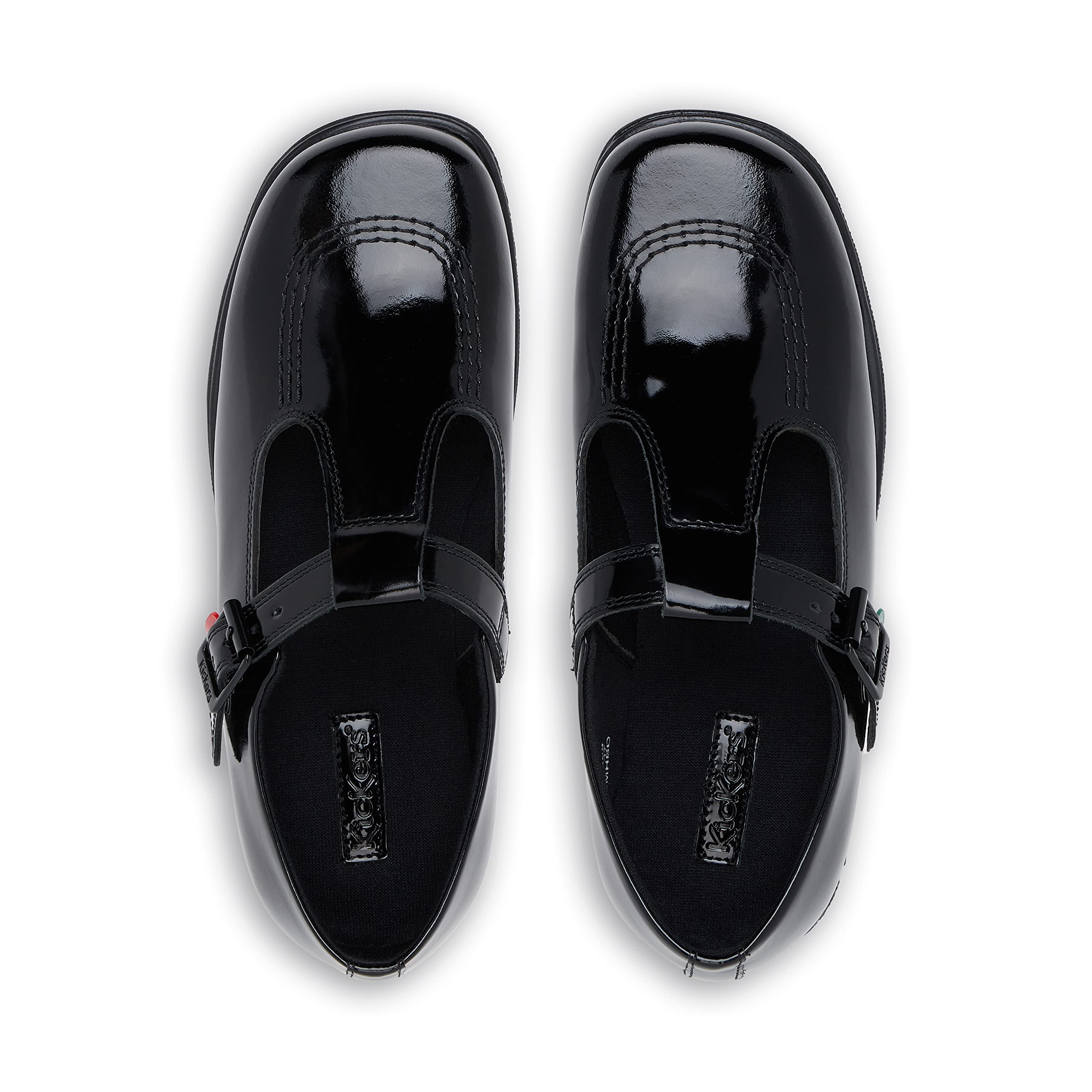 Kickers Tovni T-Bar Black Patent Leather School Shoes for Girls - Comfortable & Stylish for School, Parties & Everyday Wear