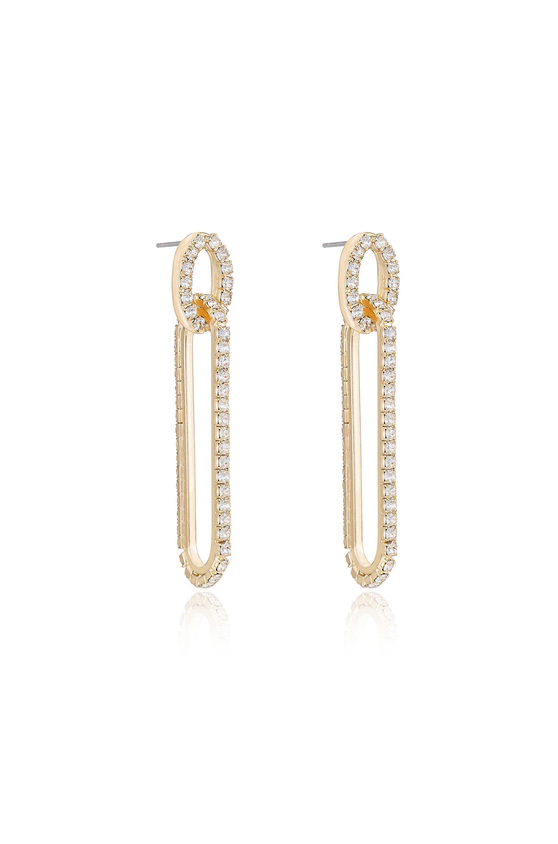 Elegant Crystal Paperclip Earrings for Women - Trendy Minimalist Jewelry for Office, Party & Everyday Wear