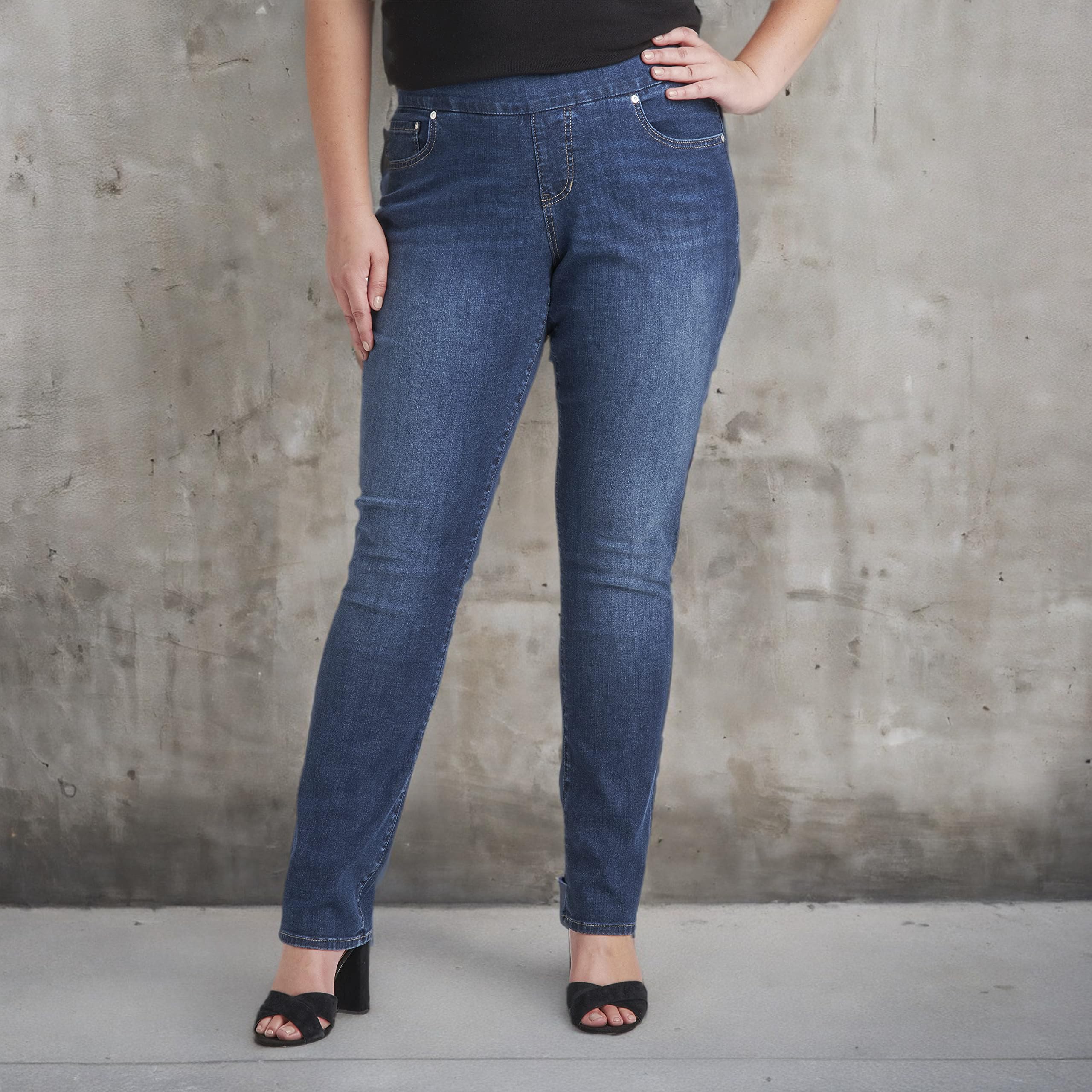JAG Jeans for Women - Peri Mid Rise Straight Leg Pull-On Stretch Denim Pants | Comfortable & Stylish for Casual Wear, Office, and Everyday Outfits