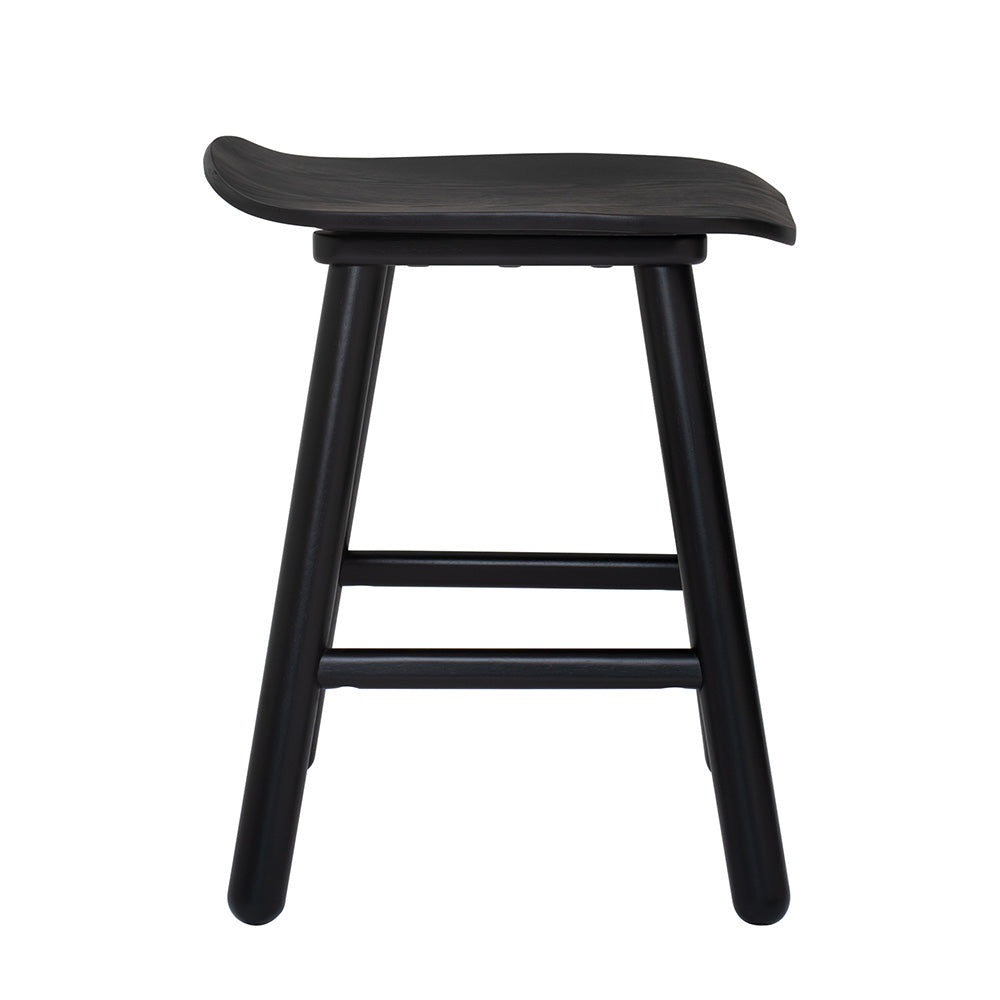 Modern Hetty Stool - Black Ash Veneer Wooden Bar Stool for Kitchen Island, Dining Room & Home Decor | Stylish & Durable Seating Solution