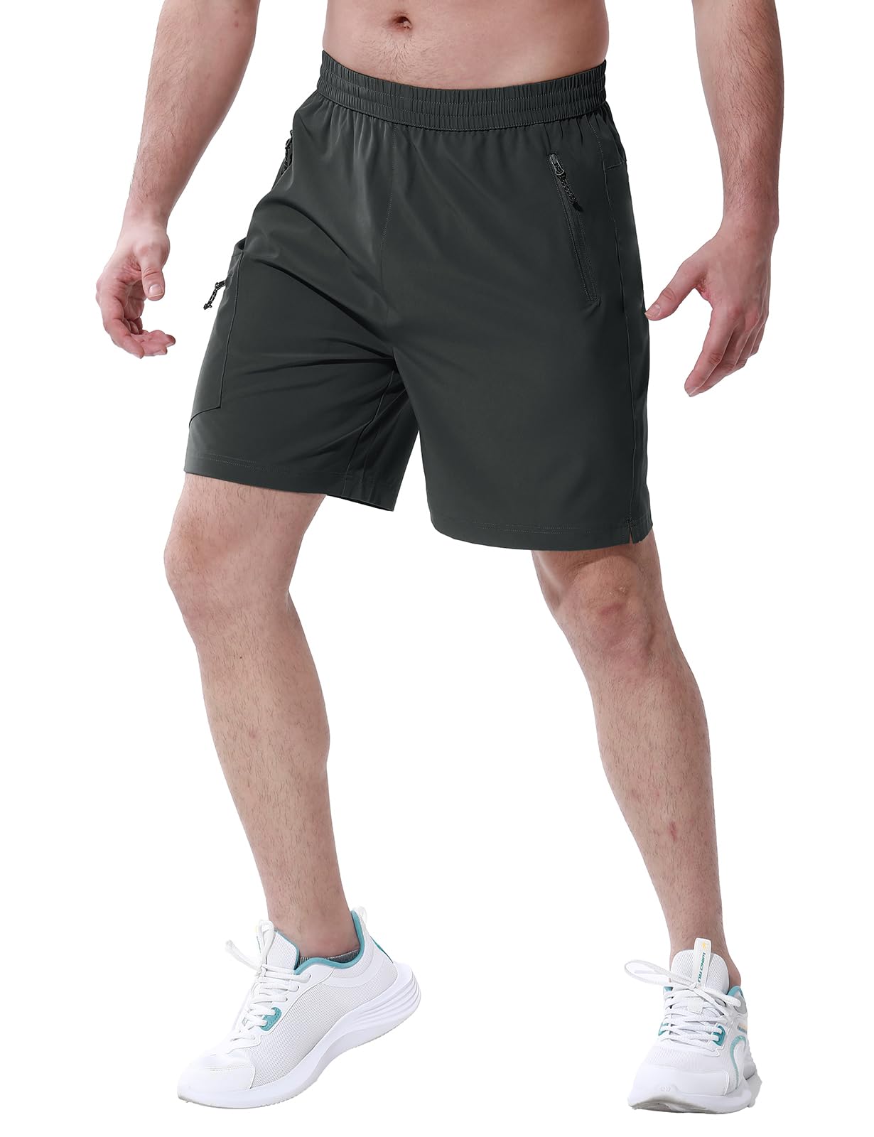 BGOWATU Men's Quick Dry Hiking Shorts with Zipper Pockets - Stretch Athletic Gym Shorts for Running, Fishing & Outdoor Travel - Lightweight Comfort for Sports & Adventure Activities