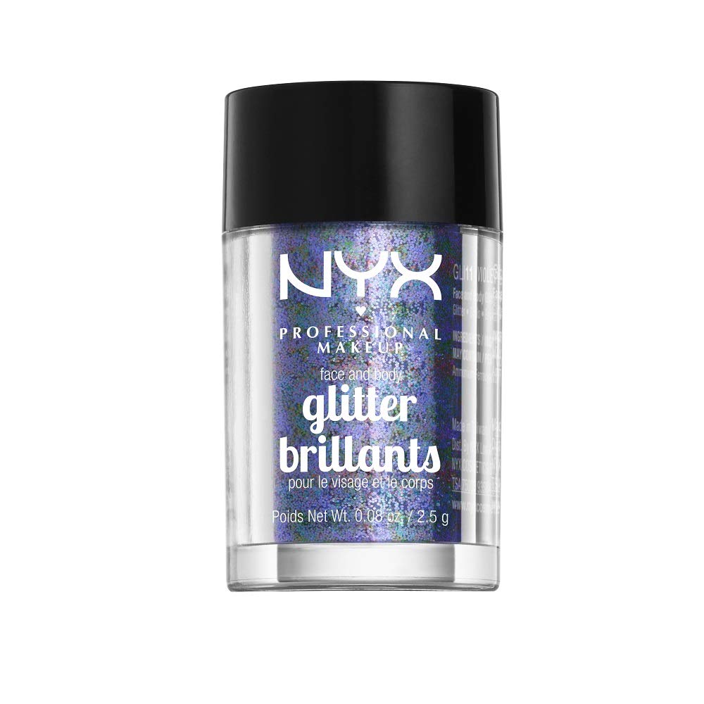 NYX Professional Makeup Face & Body Glitter in Violet - Vegan, Cruelty-Free Shimmer for Festival, Cosplay & Body Art